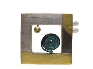 lot 12 image: Signed Sydney Lynch Sculptural Sterling Silver Brooch wPearls from Aaron Faber Gallery - New York
