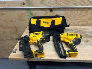 lot 8 image: DEWALT DCN920 Cordless Plastic Collated Framing Nailer, DCN660 Cordless 16 Gauge Finish Nailer with Bag (Tool Only)