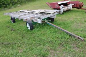 lot 11 image: Wooden Hay Wagon Frame with Tires
