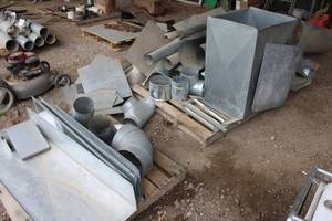 lot 38 image: Collection of Industrial Sheet Metal Ductwork Parts and Ventilation Fittings