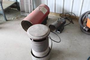 lot 53 image: Lot of 3 Industrial Heaters Including Propane and Forced Air Models