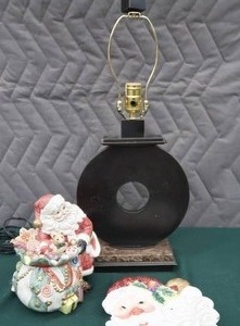 lot 142 image: MODERN LAMP AND SANTA STUFF