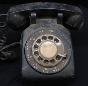 lot 154 image: VINTAGE BLACK ROTARY PHONE