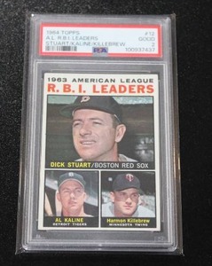 lot 10 image: 1964 Topps Al Kaline  Harmon Killebrew #12 PSA 2