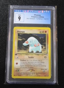 lot 19 image: 2000 Pokemon Neo Genesis 1st Edition Phanpy #43111 CGC 9
