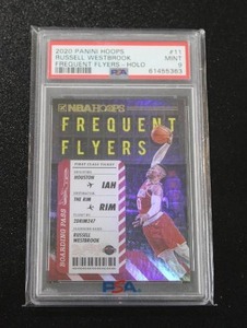 lot 35 image: 2020-21 Hoops Frequent Flyers Holo Russell Westbrook #11 PSA 9
