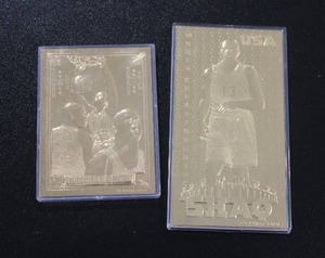 lot 56 image: 1994 Classic 24 KT Gold Shaquille ONeal Basketball Card Lot  2 Cards