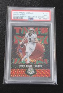 lot 65 image: 2020 Mosaic Touchdown Masters Reactive Green Drew Brees #TM1 PSA 9