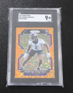 lot 76 image: 2021 Prizm Orange Disco Patrick Surtain II #374 Rookie Card SGC 9
