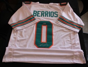 lot 85 image: Miami Dolphins Braxton Berrios Custom Autograph Jersey PiA COA #b038042