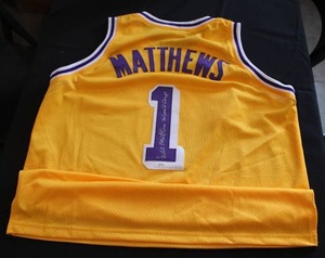 lot 82 image: Los Angeles Lakers Wesley Matthews Jr. Custom Autograph Jersey JSA COA #WB713326