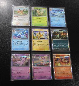 lot 95 image: 2025 Pokemon Prismatic Evolutions Eevee & Evolutions Reverse Holo & Holo Rare Lot  9 Cards