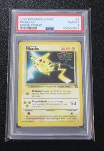 lot 131 image: 1999 Pokemon Black Star Movie Promo #4 Pikachu PSA 8