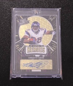 lot 133 image: 2024 Leaf Heroes & Prospects Super Heroes Black Vinyl Adrian Peterson Autograph 11  Only 1 Exist