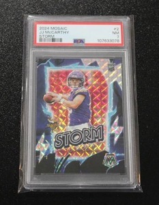 lot 192 image: 2024 Mosaic Storm JJ McCarthy #2 Rookie Card PSA 7