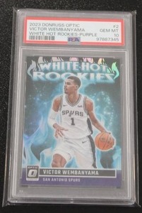 lot 273 image: 2023-24 Optic White Hot Rookies Victor Wembanyama #2 Rookie Card PSA 10