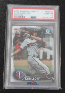 lot 274 image: 2016 Bowman Chrome Alex Kirilloff #90 Rookie Card PSA 10