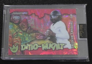 lot 278 image: 2023 Wild Card Aluminations Dino-Might Pink Shedeur Sanders Rookie Card 11  Only 1 Exist