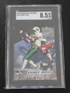 lot 280 image: 1998 Metal Universe Randy Moss #190 Rookie Card SGC 8.5