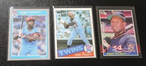 lot 311 image: 1985 ToppsFleerDonruss Kirby Puckett Rookie Card Lot  3 Rookie Cards