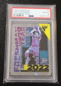lot 332 image: 2022-23 Flux Freshman Years Chet Holmgren #9 Rookie Card PSA 8