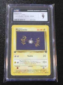 lot 335 image: 2000 Pokemon Team Rocket 1st Edition Magnemite #6082 CGC 9