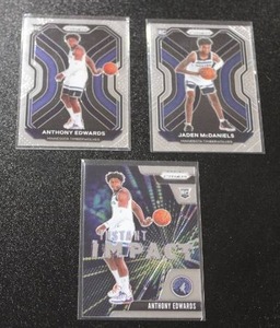 lot 349 image: 2020-21 Prizm Anthony Edwards & Jaden McDaniels Rookie Card Lot  3 Rookie Cards