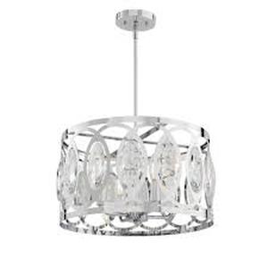 lot 10 image: Home Decorators Collection Westchester 4-Light Polished Chrome Round Drum Pendant Light   Customer Returns See Pictures