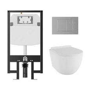 Eridanus 2-Piece 0.8/1.6 GPF Dual Flush Elongated Wall Hung Toilet with Concealed In-Wall Toilet Tank in White (Seat Included)  Customer Returns See Pictures