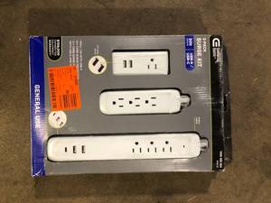 lot 30 image: Commercial Electric 4 ft. Multiple Outlet and Wall Mounted Surge Protector Set (3-Pack) Customer Returns See Pictures
