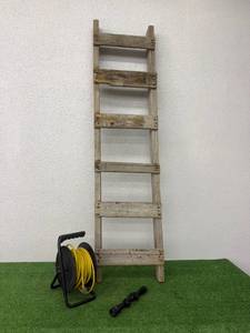 lot 48 image: Extension Cord on Reel, Tasco Scope & Wood Ladder