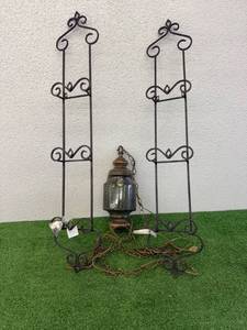 lot 65 image: Hanging Light Fixture & 2 New Plate Holders