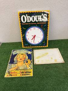 lot 75 image: Metal Signs & Clock