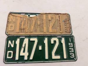 lot 108 image: Matched Set 1933 ND License Plates