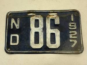 1927 ND 2 Digit License Plate