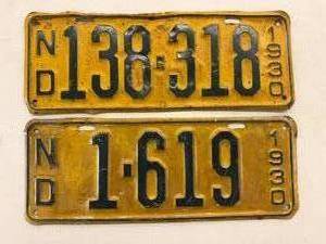lot 113 image: 1930s ND License Plates