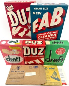 lot 17 image: Vintage Collection of Laundry Soaps Duz, Fab, and Dreft - NOS