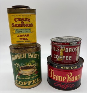 lot 52 image: Collection of Vintage Coffee and Tea Tins