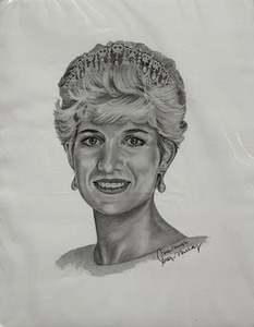 lot 85 image: George Murray Pencil Portrait of Princess Diana with COA