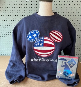 lot 87 image: Disney World USA Flag Sweatshirt and Mary Poppins 40th Anniversary DVD