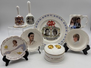 lot 95 image: Collection of Royal Wedding Commemorative China Featuring Charles and Diana
