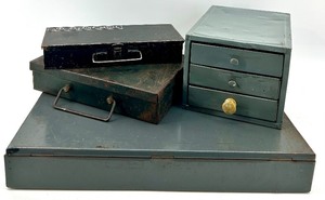 lot 137 image: Collection of Vintage Metal Storage Boxes and Drawers