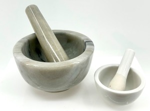 lot 143 image: Set of 2 Marble Mortar and Pestle Sets