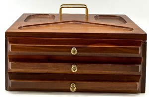 lot 151 image: Vintage Wooden Jewelry Box with Assorted Jewelry Collection