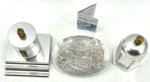 lot 152 image: Kensington Aluminum Decorative Container Set with Etched Plate