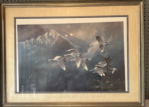 lot 157 image: Framed Artwork Geese in Flight by Tod Blaylock