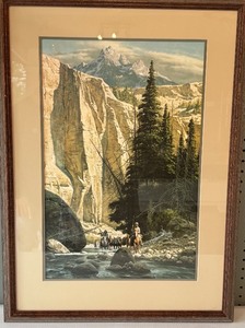 lot 159 image: Framed Western Landscape Art Print by Artist McCarthy, 1983