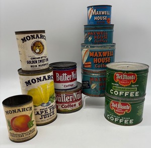 lot 177 image: Collection of Vintage Coffee and Juice Cans