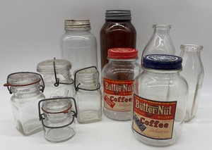 lot 178 image: Collection of Vintage Glass Jars including Butler-Nut Coffee Jars