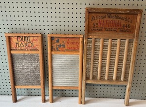 lot 207 image: Set of 3 Vintage Washboards with Unique Branding